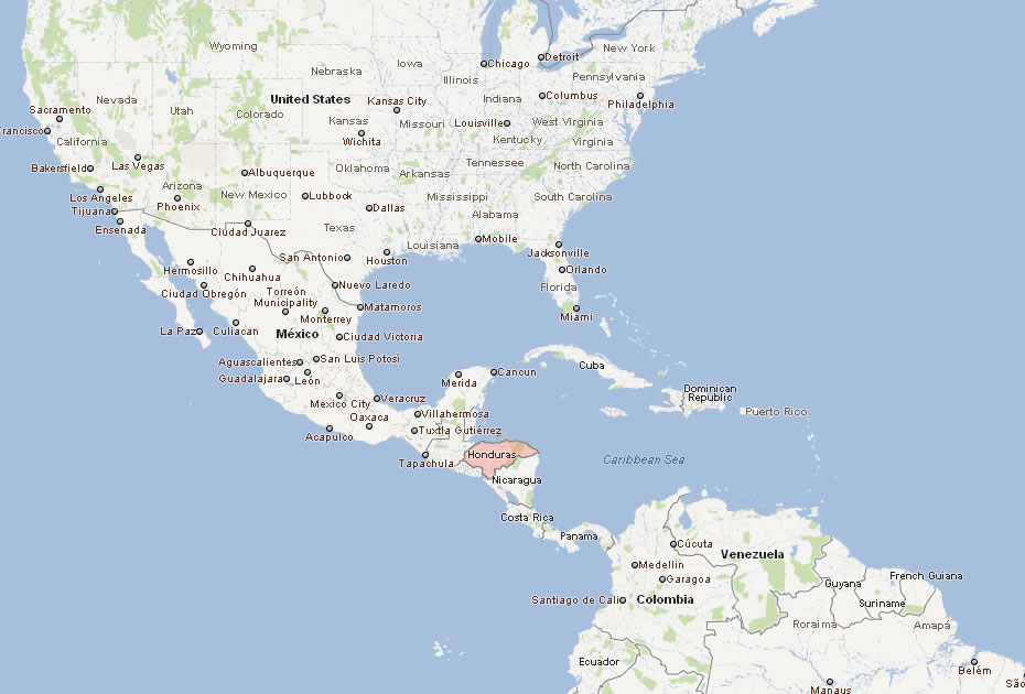 carte du honduras Amerique centrale